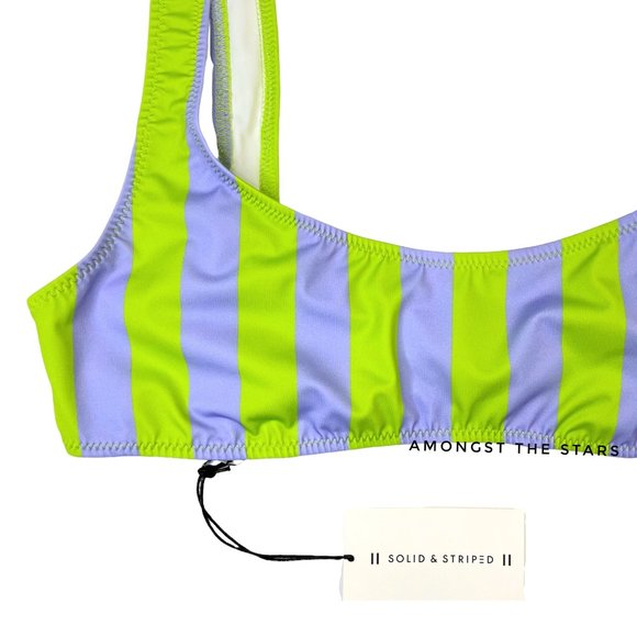 Solid & Striped Elle Purple & Green Stripe Bikini Top - Picture 2 of 6